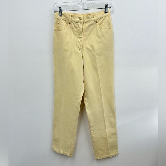 St. John Vintage Cream Pastel Yellow High Rise Straight Leg Pants Size 4 - Picture 5 of 9